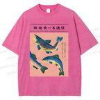 Unisex Tsukiji Market Fish Printed Washed Tee