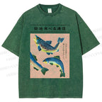 Unisex Tsukiji Market Fish Printed Washed Tee