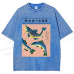 Unisex Tsukiji Market Fish Printed Washed Tee