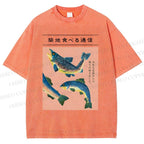 Unisex Tsukiji Market Fish Printed Washed Tee