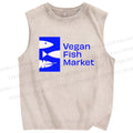 Unisex Vegan Fish Market Printed Washed Tank Top