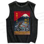 Unisex Japanese Anime Printed Washed Tank Top