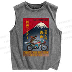 Unisex Japanese Anime Printed Washed Tank Top