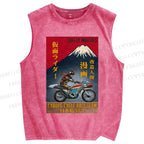 Unisex Japanese Anime Printed Washed Tank Top