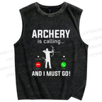 Unisex Archery Is Calling I Must Go Printed Washed Tank Top