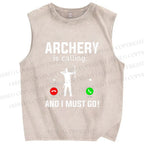 Unisex Archery Is Calling I Must Go Printed Washed Tank Top
