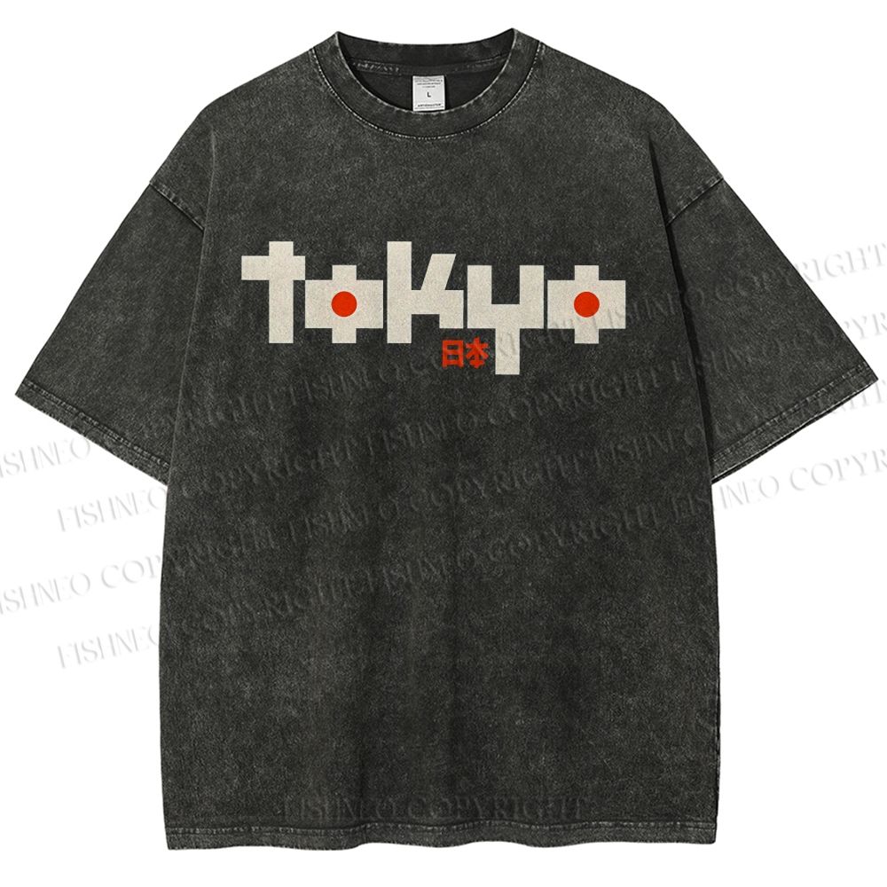 Unisex Tokyo Printed Washed Tee