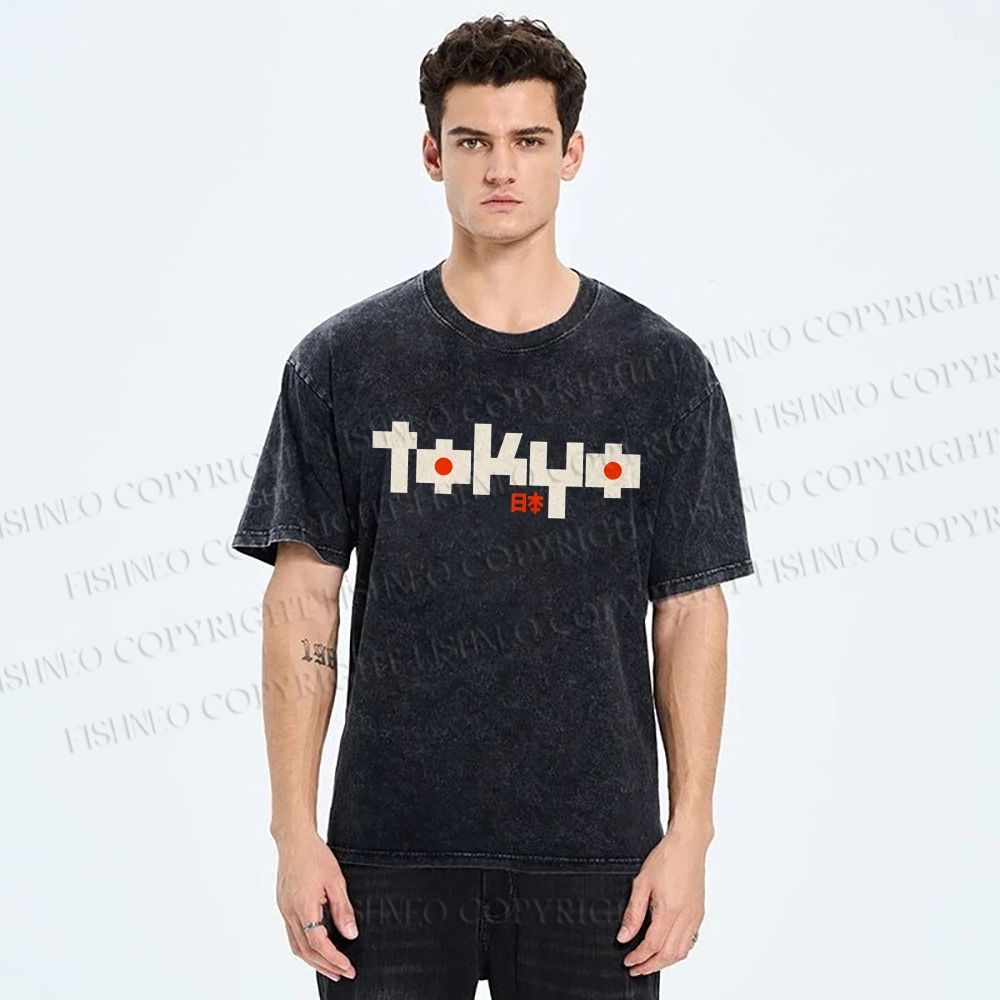 Unisex Tokyo Printed Washed Tee