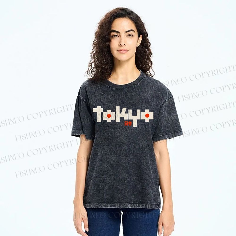 Unisex Tokyo Printed Washed Tee