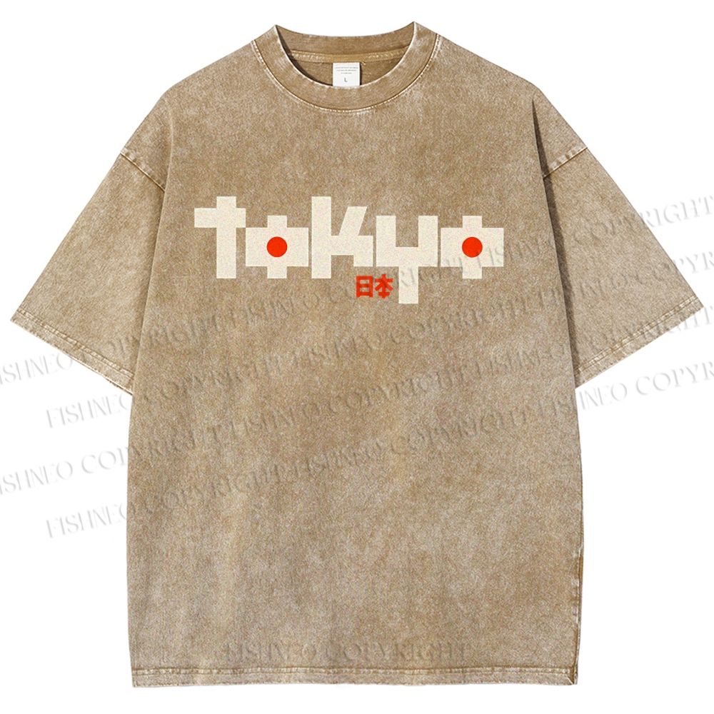 Unisex Tokyo Printed Washed Tee