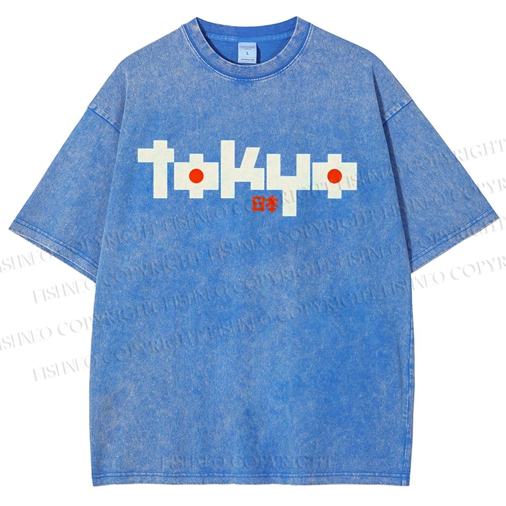 Unisex Tokyo Printed Washed Tee