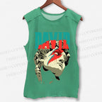 Unisex Plaster Statue David Bowie Printed Washed Tank Top
