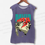 Unisex Plaster Statue David Bowie Printed Washed Tank Top