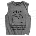 Unisex Cat Lower Back Pain Printed Washed Tank Top