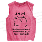 Unisex Cat Lower Back Pain Printed Washed Tank Top