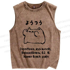 Unisex Cat Lower Back Pain Printed Washed Tank Top