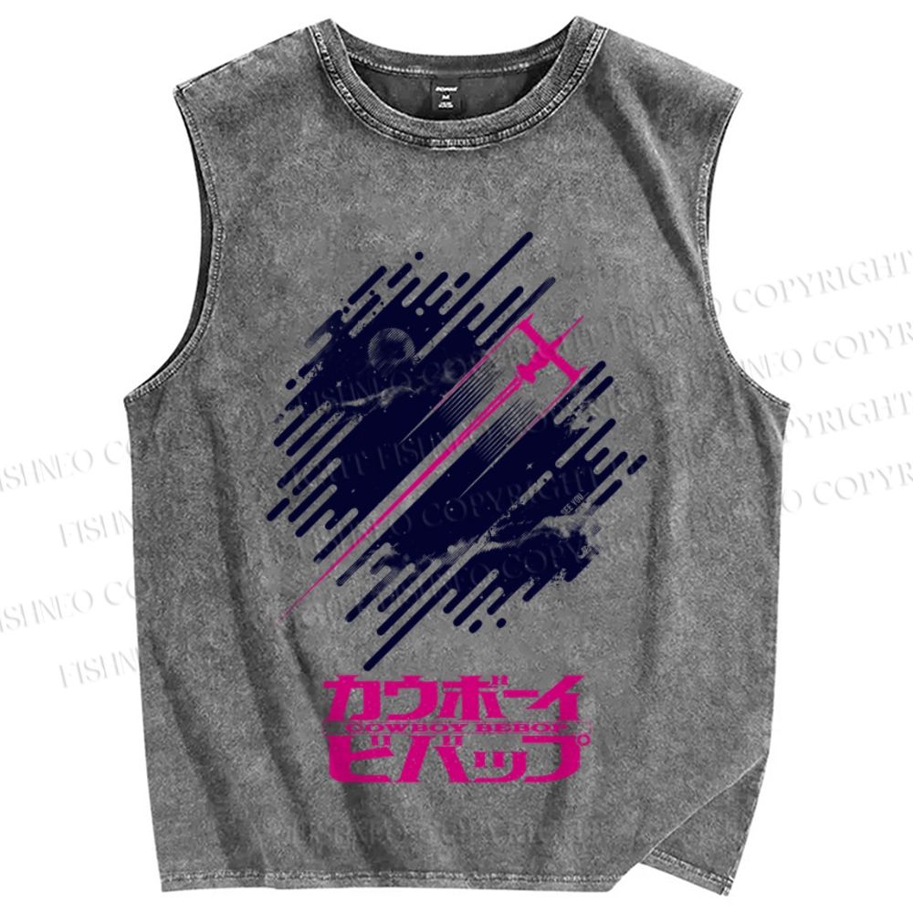 Unisex Cowboy Bebop Printed Washed Tank Top