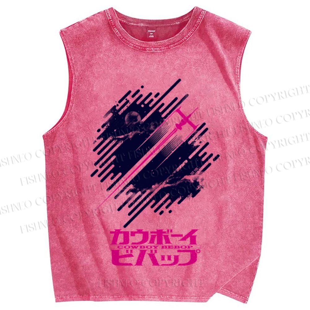 Unisex Cowboy Bebop Printed Washed Tank Top