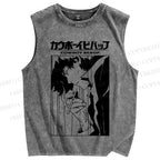 Unisex Cowboy Bebop Spike Printed Washed Tank Top