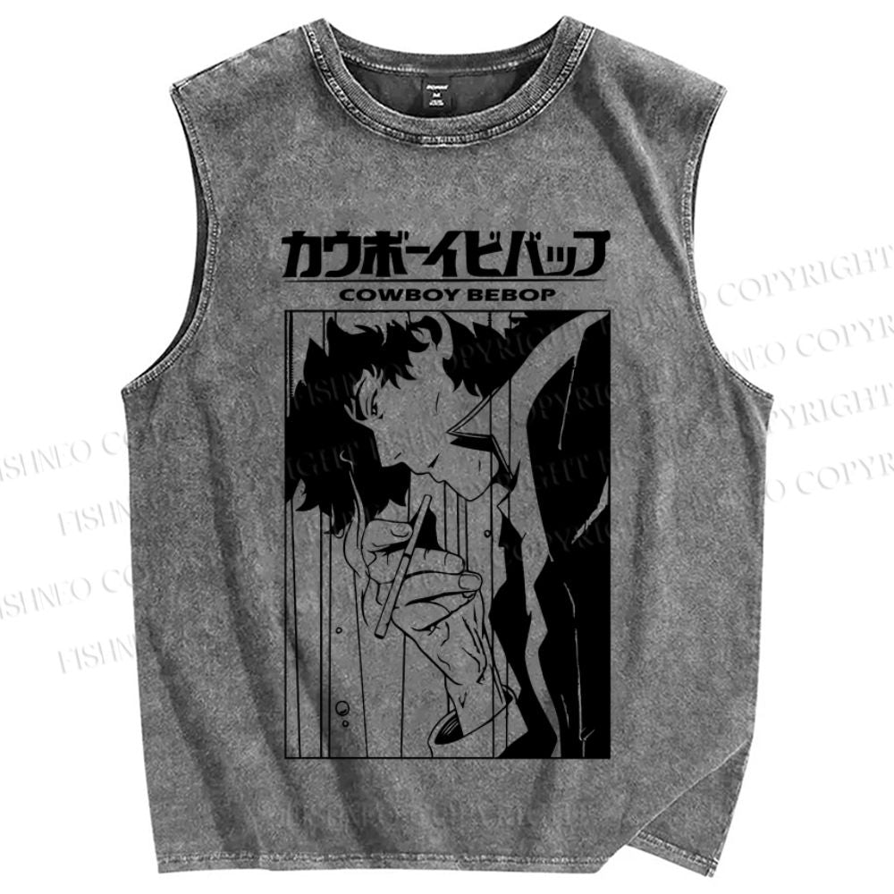 Unisex Cowboy Bebop Spike Printed Washed Tank Top