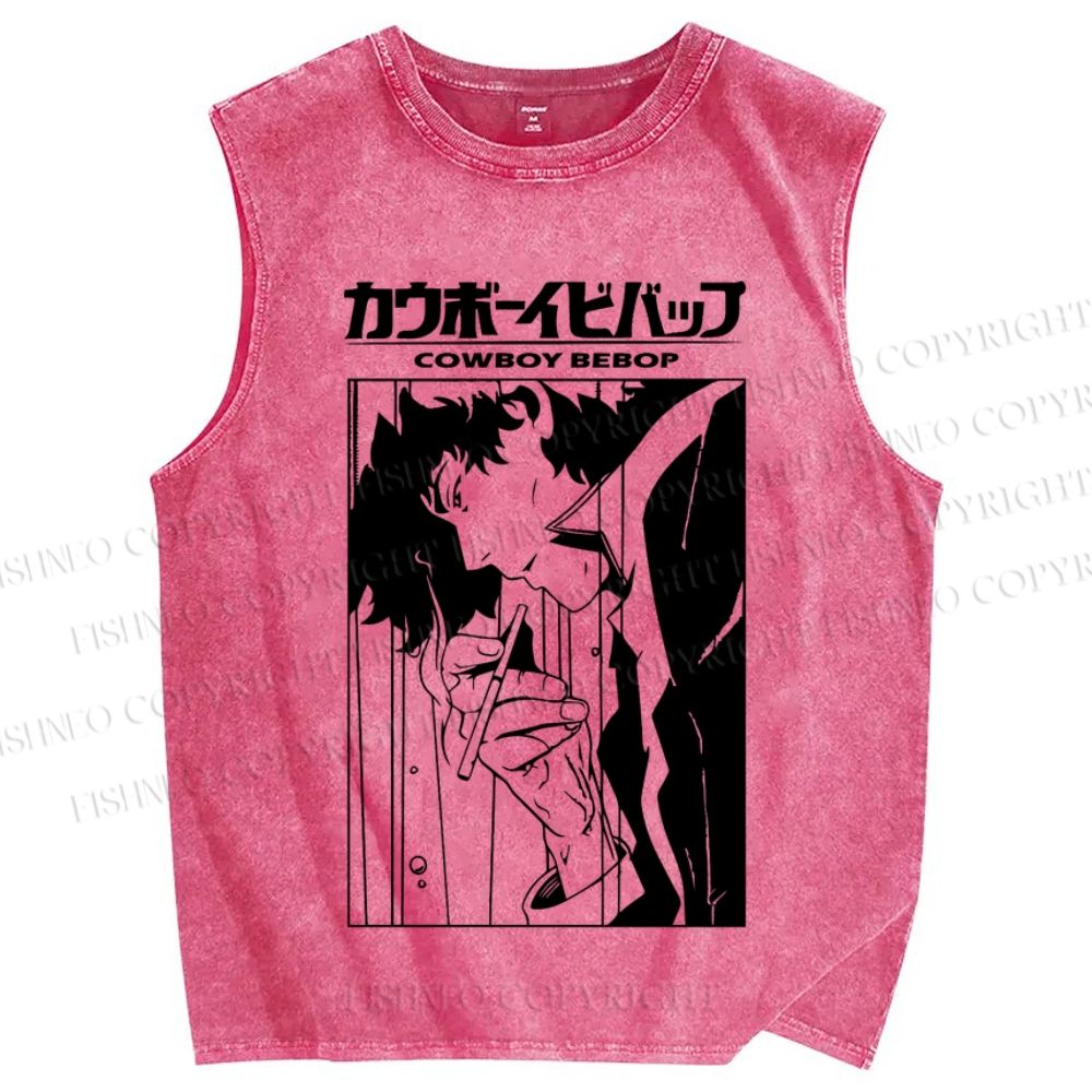 Unisex Cowboy Bebop Spike Printed Washed Tank Top