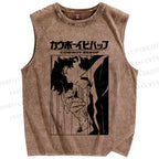 Unisex Cowboy Bebop Spike Printed Washed Tank Top