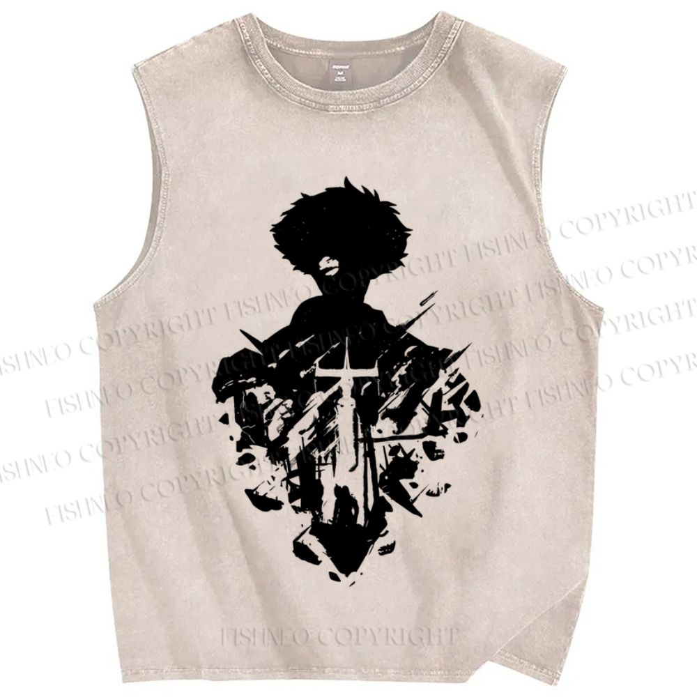 Unisex Cowboy Bebop Printed Washed Tank Top