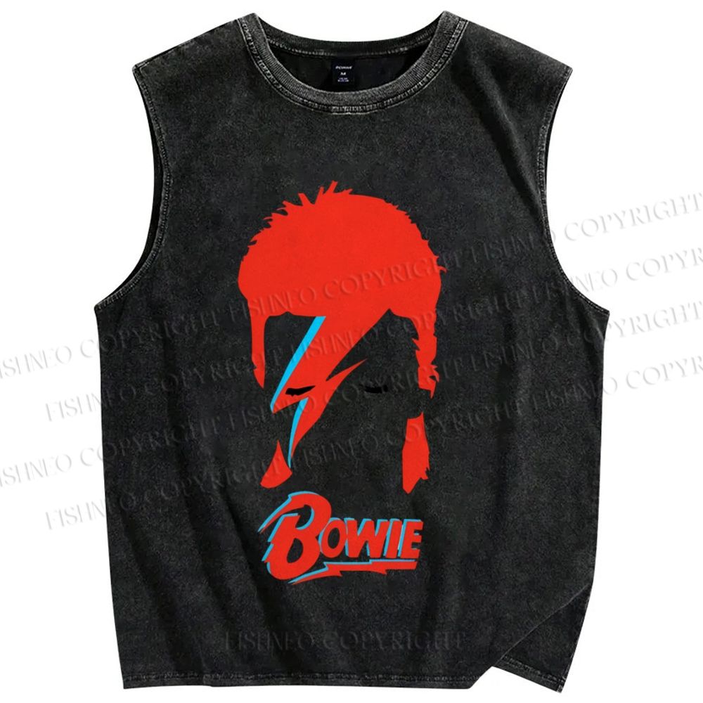 Unisex David Bowie Printed Washed Tank Top