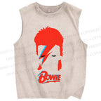 Unisex David Bowie Printed Washed Tank Top