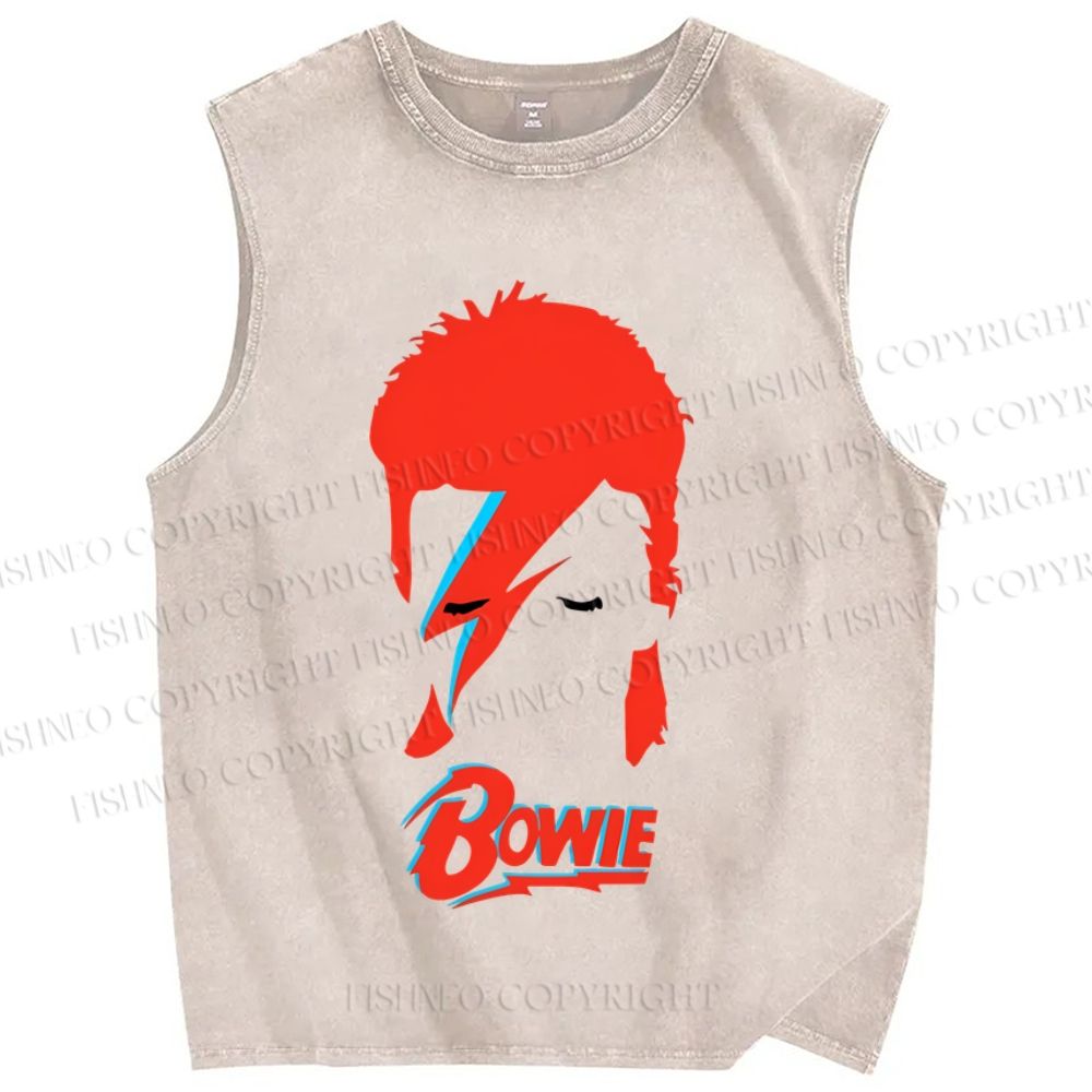 Unisex David Bowie Printed Washed Tank Top