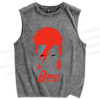 Unisex David Bowie Printed Washed Tank Top