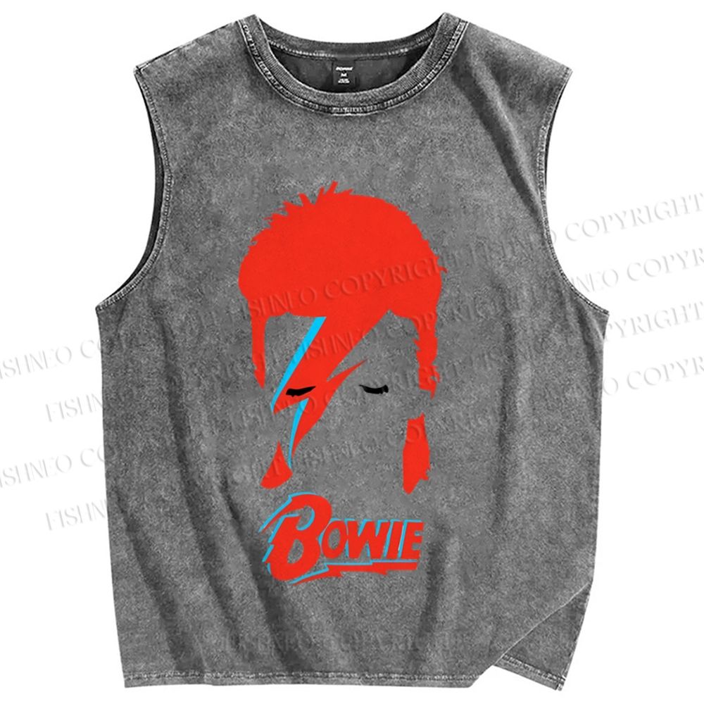 Unisex David Bowie Printed Washed Tank Top