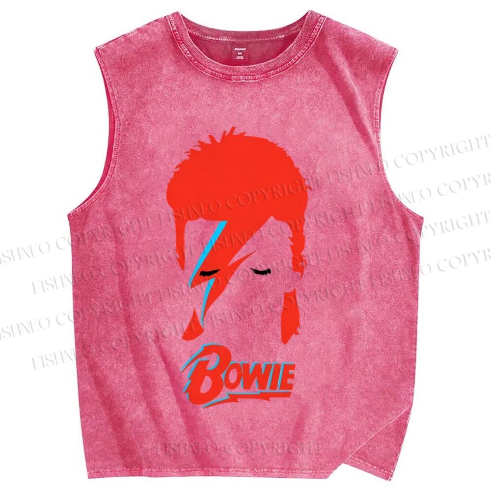 Unisex David Bowie Printed Washed Tank Top
