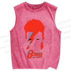 Unisex David Bowie Printed Washed Tank Top