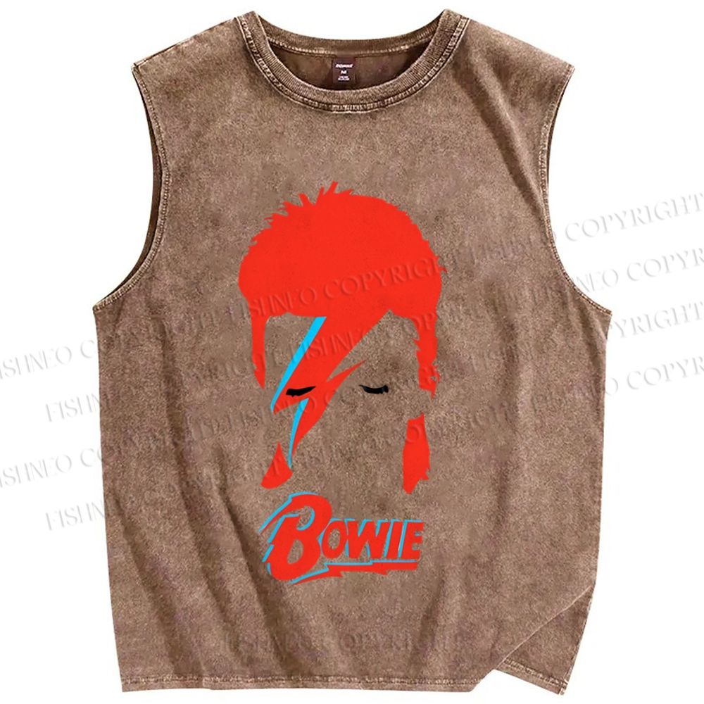 Unisex David Bowie Printed Washed Tank Top