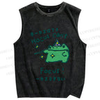 Unisex Frog Can't Focus Printed Washed Tank Top