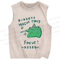 Unisex Frog Can't Focus Printed Washed Tank Top