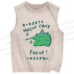 Unisex Frog Can't Focus Printed Washed Tank Top