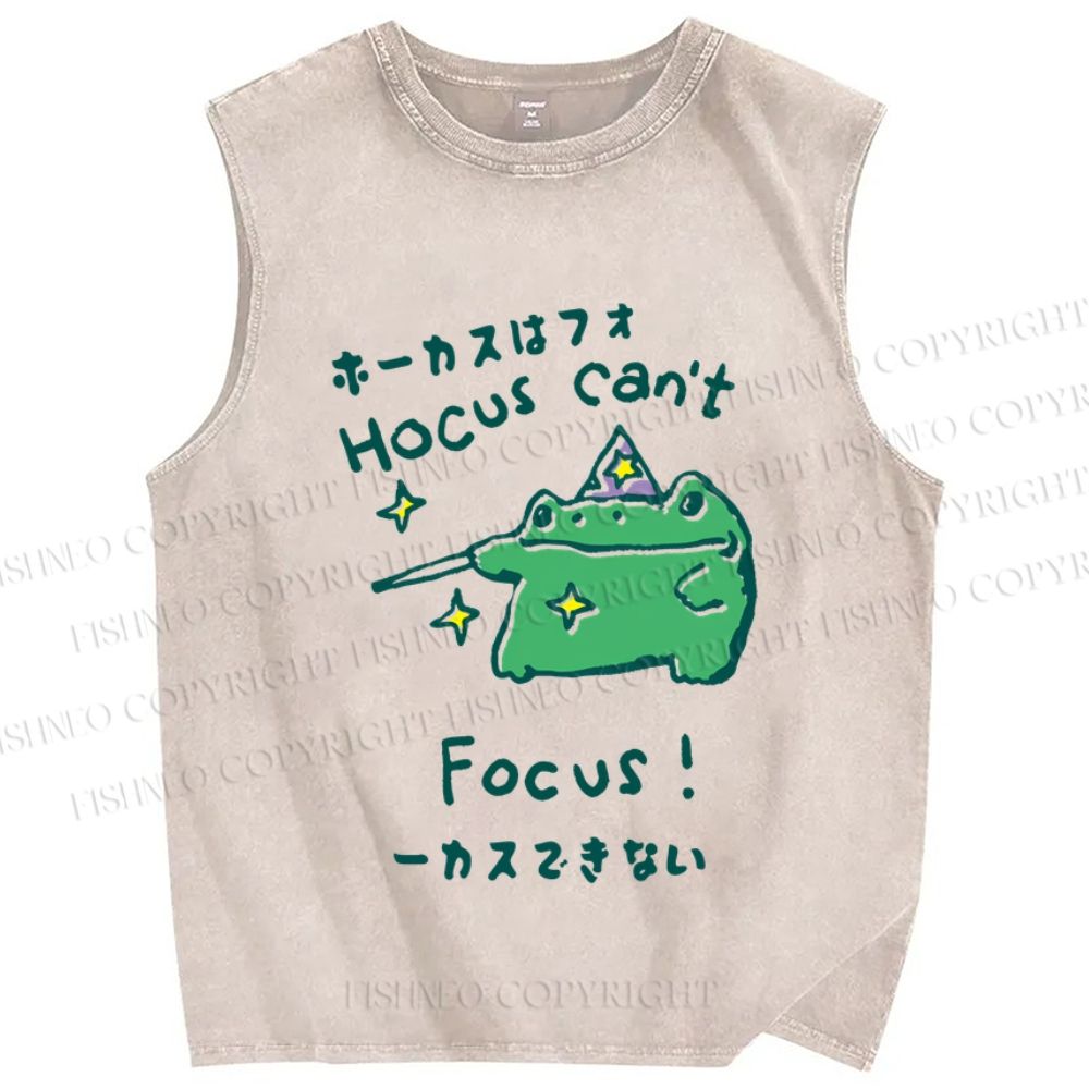 Unisex Frog Can't Focus Printed Washed Tank Top