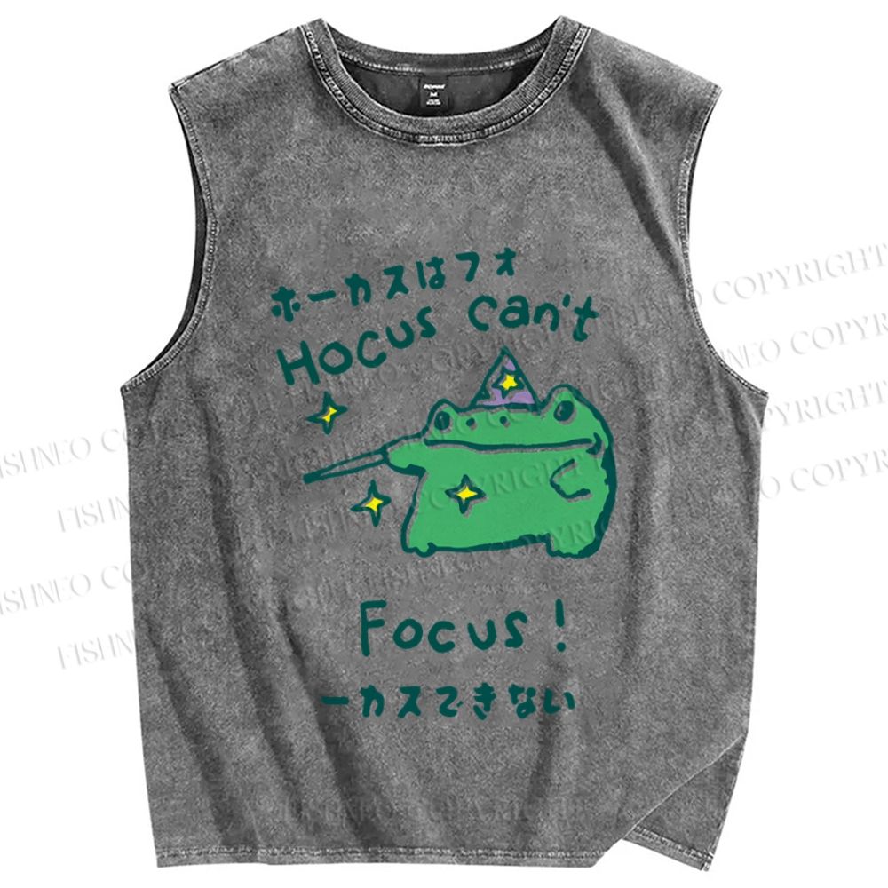Unisex Frog Can't Focus Printed Washed Tank Top