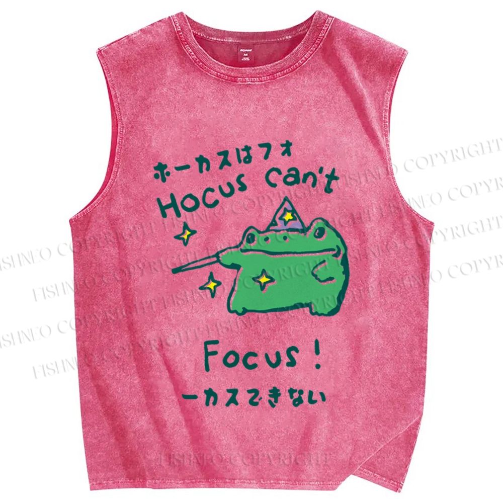 Unisex Frog Can't Focus Printed Washed Tank Top