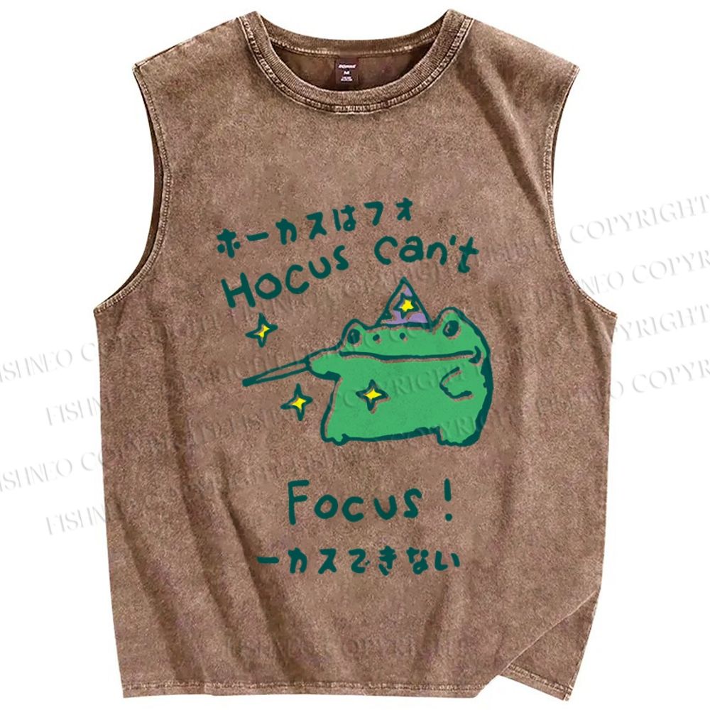 Unisex Frog Can't Focus Printed Washed Tank Top