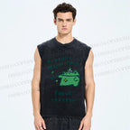 Unisex Frog Can't Focus Printed Washed Tank Top
