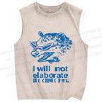 Unisex Japanese Opossum Will Not Elaborate Printed Washed Tank Top