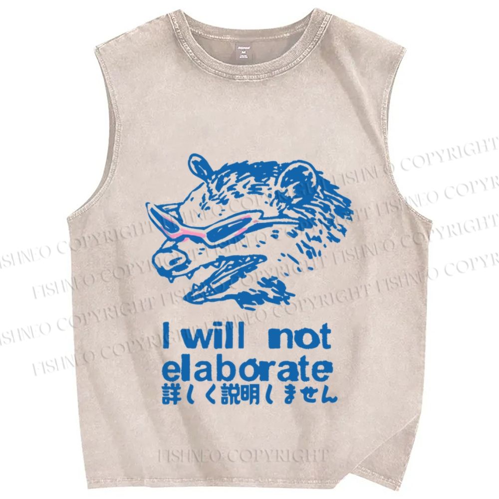 Unisex Japanese Opossum Will Not Elaborate Printed Washed Tank Top