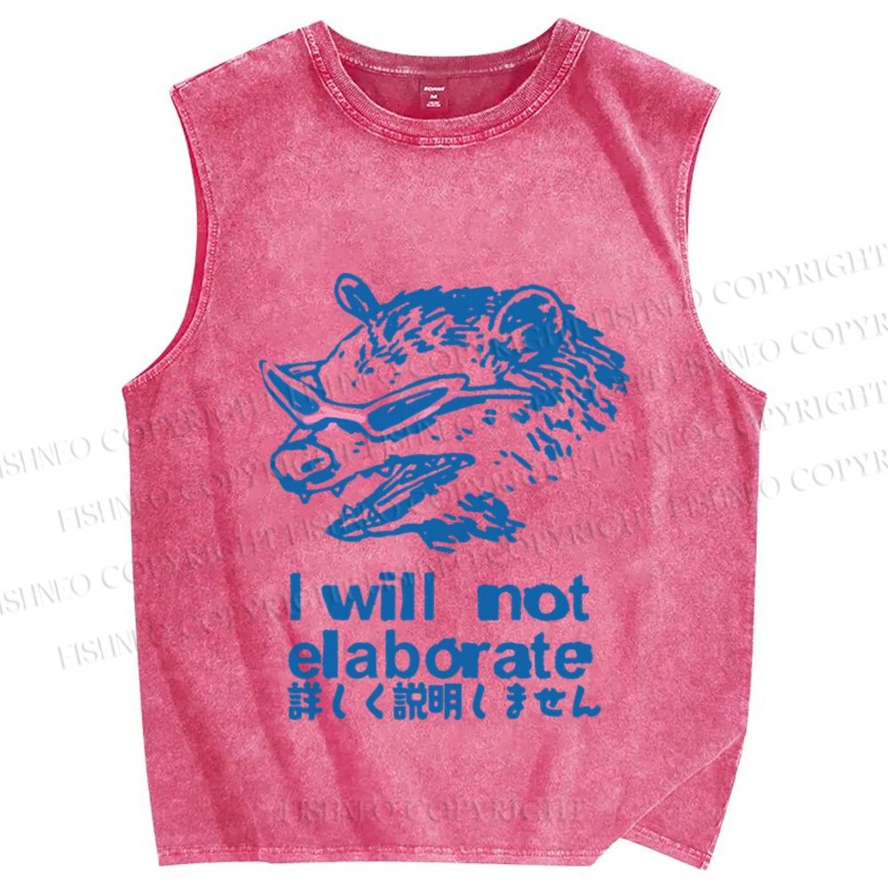 Unisex Japanese Opossum Will Not Elaborate Printed Washed Tank Top