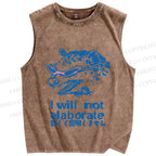Unisex Japanese Opossum Will Not Elaborate Printed Washed Tank Top