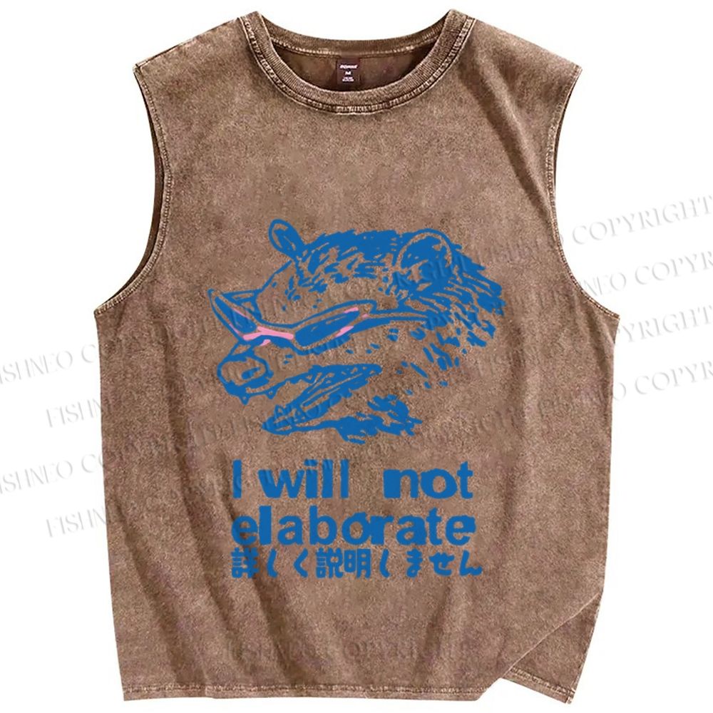 Unisex Japanese Opossum Will Not Elaborate Printed Washed Tank Top