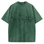 One Two Three Cat Japanese Kanji Vintage Washed T-shirt