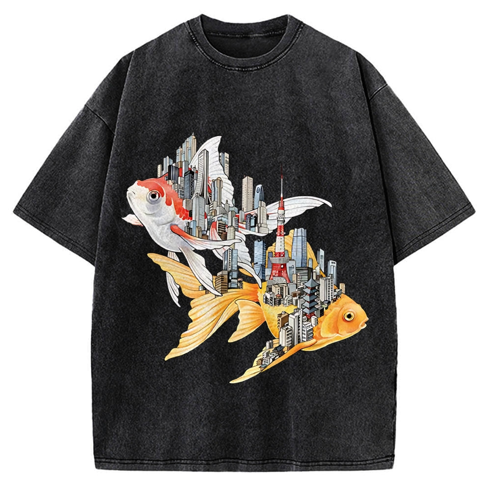The city of carp in Japan: Tokyo Street View Vintage Washed T-shirt